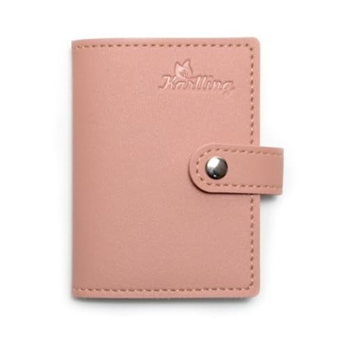 Karlling credit card holder wallet for women/man soft leather business card holder card case organizer bag with 20 card sleeves inside(Pink) - Image 2
