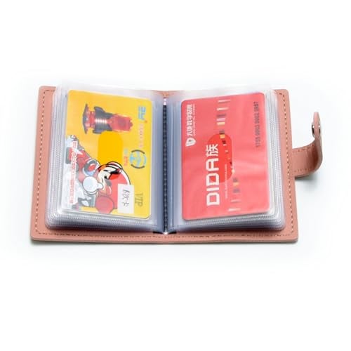 Karlling credit card holder wallet for women/man soft leather business card holder card case organizer bag with 20 card sleeves inside(Pink) - Image 5