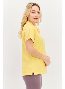 Greg Norman Women Sportswear Fit Short Sleeve Solid Polo Shirt, Yellow  - Image 2