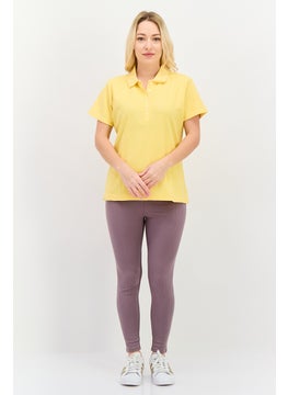 Greg Norman Women Sportswear Fit Short Sleeve Solid Polo Shirt, Yellow  - Image 4
