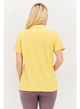 Greg Norman Women Sportswear Fit Short Sleeve Solid Polo Shirt, Yellow  - Image 3