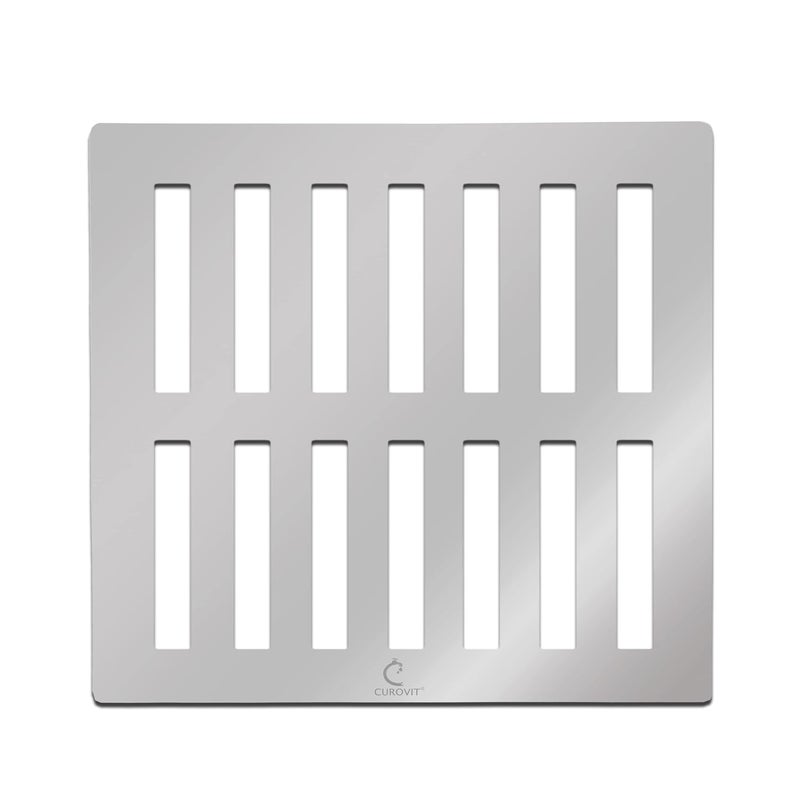 CUROVIT CUROVIT Stainless Steel Drain Strainer 5x5 Chrome Finish Without Frame Jali for Roof Balcony Pool Area Roof Model Square in Shape  - Image 1
