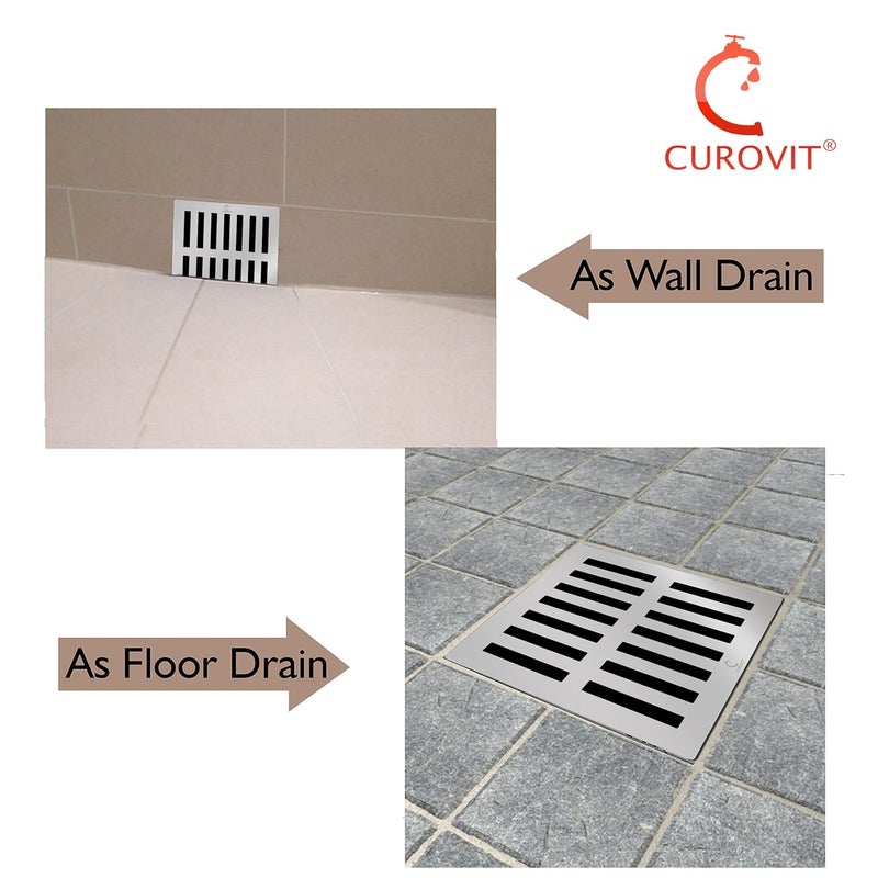 CUROVIT CUROVIT Stainless Steel Drain Strainer 5x5 Chrome Finish Without Frame Jali for Roof Balcony Pool Area Roof Model Square in Shape  - Image 4