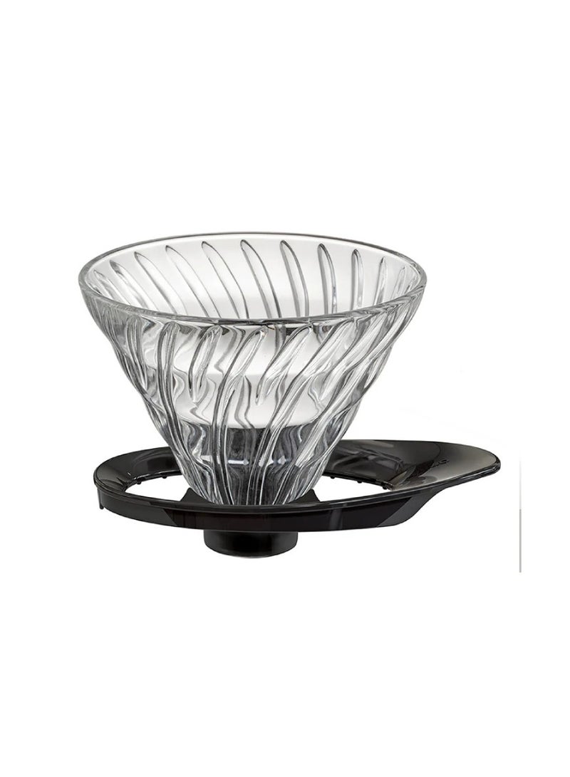 هاريو منقط القهوة الزجاجي V60 02، أسود - Image 1