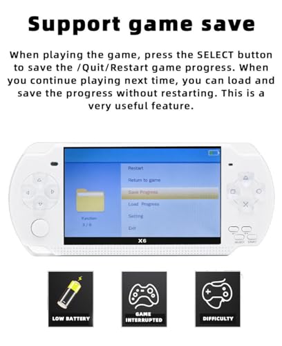 JXD Handheld Game Console 4.3 inch 8GB Built in 2000 Games for Multiple Simulators X6 Retro Video Game Console Mp3/4/Ebook TV Out Mini Hand Portable Game Player Device Holiday (White) - Image 3