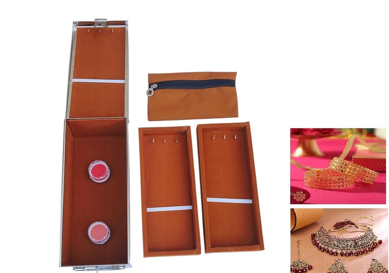 GvanyS ® Stainless Steel Safe Bank Locker Jewellery Ornaments Storage And Cash Container Box with Cushion - with Velvet Lining Size-10.2 Inch (Brown) - Image 2