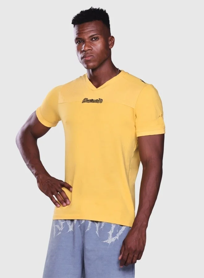 Musclemind Men's Printed V-Neck Regular Fit T-Shirt with Super Soft, Mesh Panels,Long-Lasting Colour, Wrinkle Resistant Stretchable Fabric, for All Day Comfort