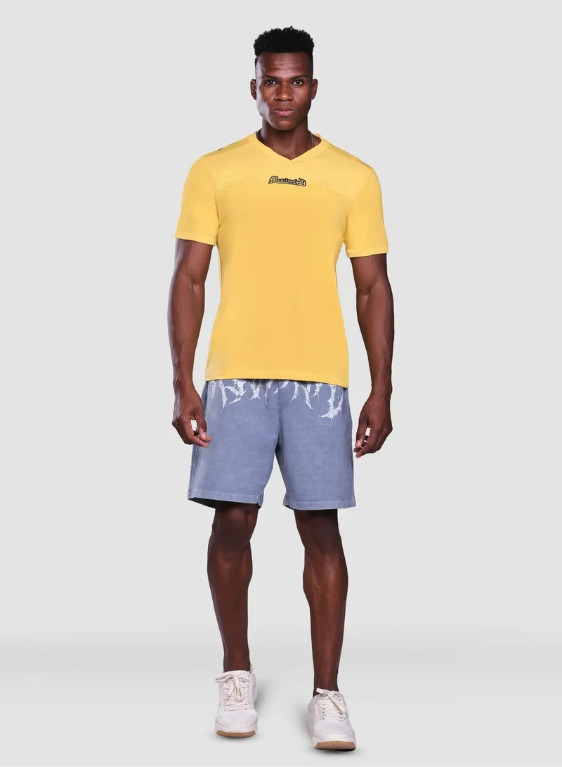 Musclemind Yellow Men's Printed V-Neck Regular Fit T-Shirt for Men | Best Price UAE