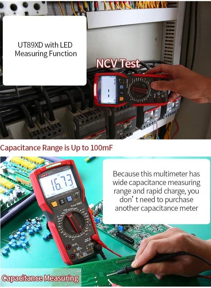 Professional Digital Multimeter with True RMS NCV Function for AC/DC Current, Voltage, Capacitance, and Resistance Testing up to 20A - Image 5