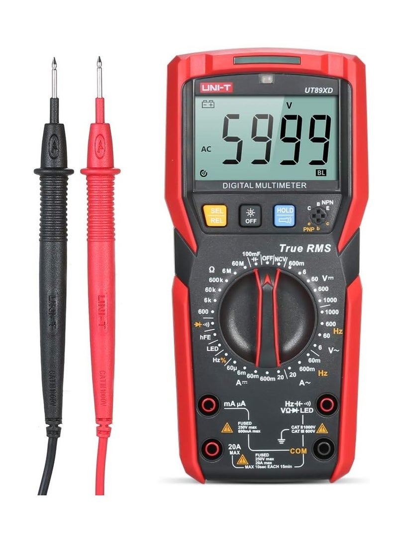 Professional Digital Multimeter with True RMS NCV Function for AC/DC Current, Voltage, Capacitance, and Resistance Testing up to 20A - Image 1