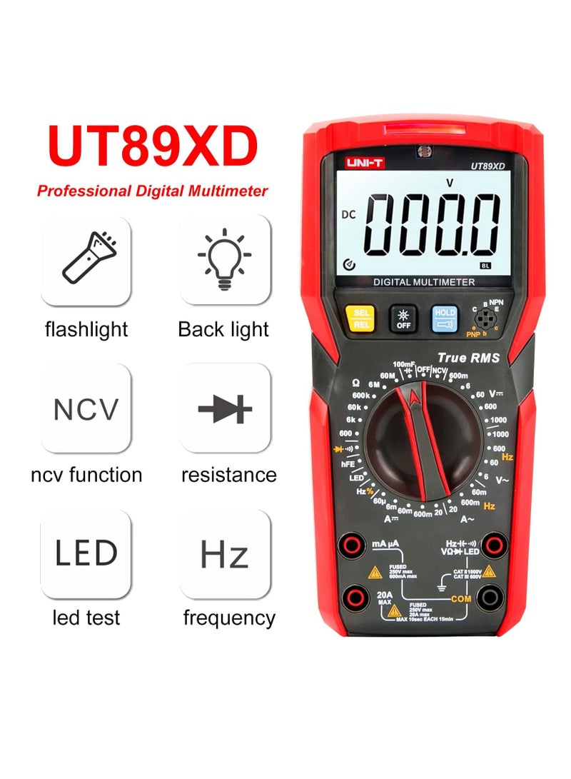 Professional Digital Multimeter with True RMS NCV Function for AC/DC Current, Voltage, Capacitance, and Resistance Testing up to 20A - Image 3
