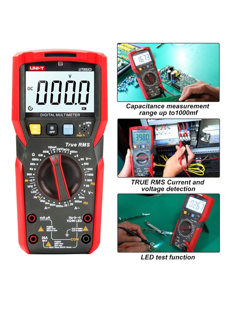 Professional Digital Multimeter with True RMS NCV Function for AC/DC Current, Voltage, Capacitance, and Resistance Testing up to 20A - Image 4