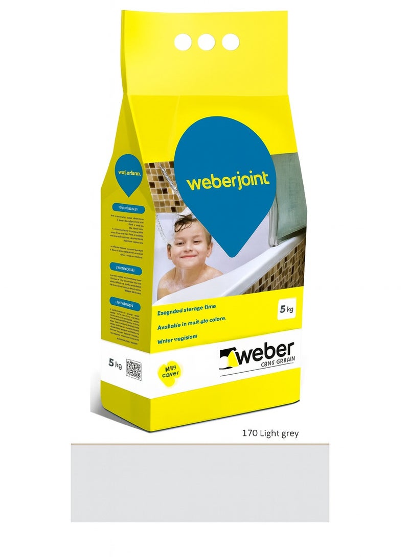 Weber مونة بلاط (رمادي فاتح) مونة بلاط جاهزة مختلطة على أساس الأسمنت 5 كجم - Image 1