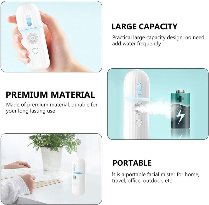 2Pcs Portable Rechargeable Moisturizing Mist Sprayer Facial Mister with Fine Mist for for Home Travel Office Use - Image 3