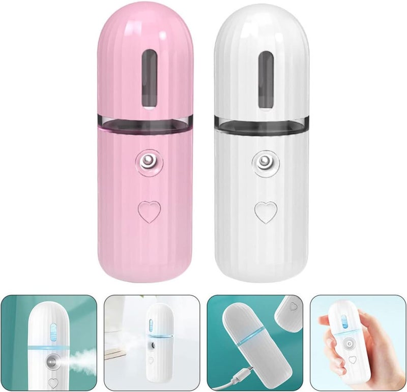 2Pcs Portable Rechargeable Moisturizing Mist Sprayer Facial Mister with Fine Mist for for Home Travel Office Use - Image 5