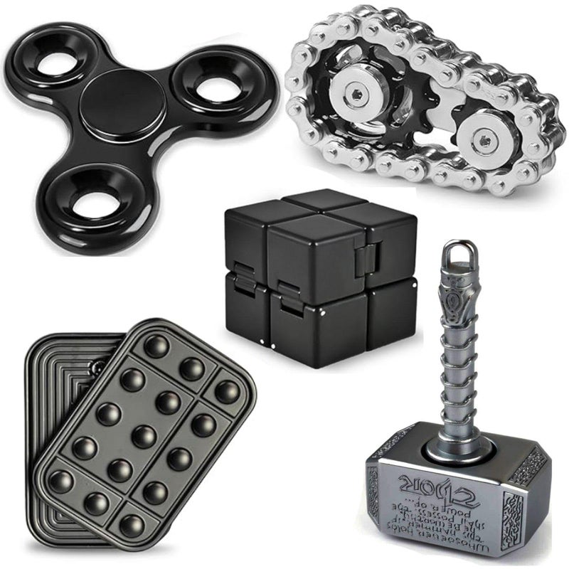 Cybemaga 5 Pcs Fidget Toys Adults Teen Metal Fidgets Spinner Hand Hammer Finger Spin Toy Cool Gadgets Office Desk Toy Stress Relief Sensory Items for Stocking Stuffers for Teen Boys Adult Men Gift - Image 3