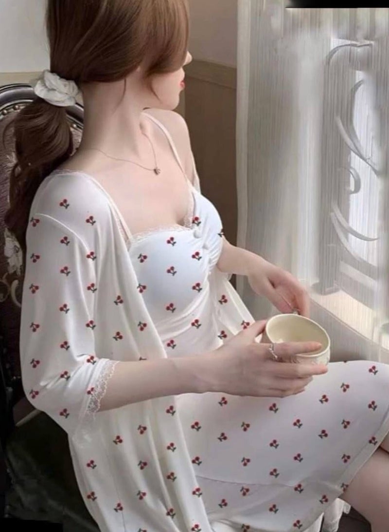 هنادى قميص نوم لانجيري وروب انيق جدا فرى سايزتريندي كريز  كود 664 وان سايز تلبس لحد 85ك - Image 3