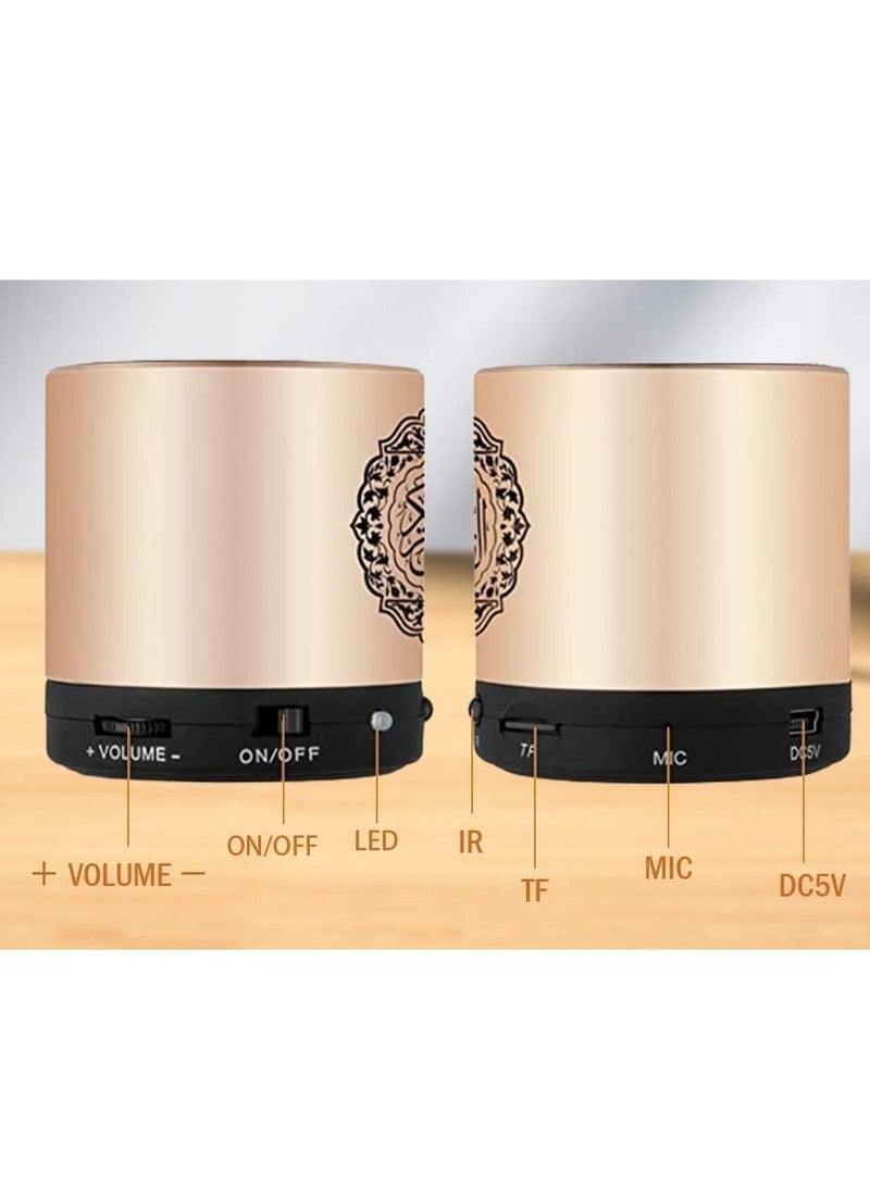 Portable Digital Quran Speaker with Remote Control over18 Reciters and 15Translations Available Quality Qur'an Speaker Arabic English French, Urdu etc Mp3 FM Radio (Gold Color)  - Image 4