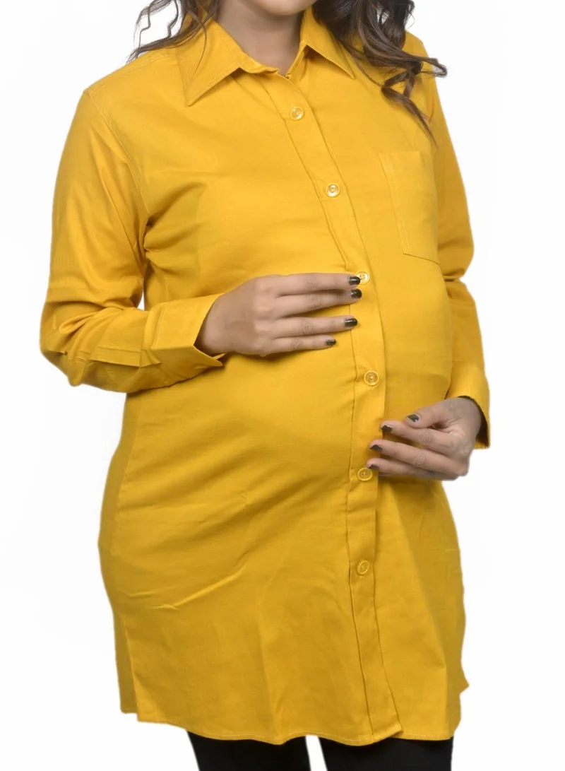 TUMMY Long cotton lycra denim maternity shirt