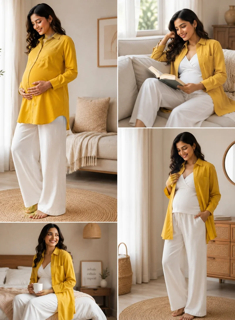 TUMMY Long cotton lycra denim maternity shirt