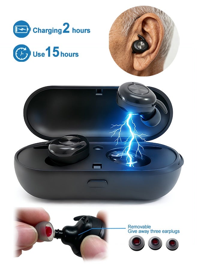 GD Rechargeable Hearing Aid for Seniors & Adults Nearly Invisible Hearing Aids - Noise Cancellation and Clear SoundIn‑Ear Hearing Assistance Device with Charging Case and Extra Ear Tips Suitable for Various Daily Scenarios - Image 1