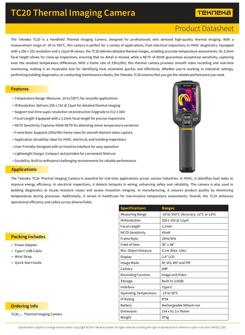 TEKNEKA Tekneka TC20 Thermal Imaging Camera  - Image 2