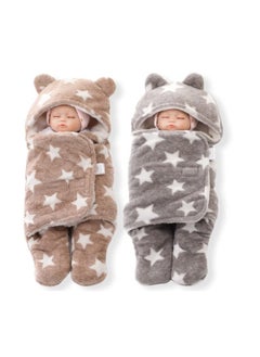 Brandonn Baby Blankets New Born Combo Pack Of Super Soft Baby Wrapper Baby Sleeping Bag For Baby Boys, Baby Girls, Babies (76Cm X 70Cm, 0-6 Months, Skin Friendly, Fleece, Stars Grey, Beige)  - Image 1