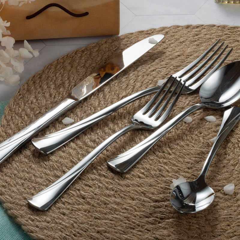Alata Alice 40-Piece Silverware Set Stainless Steel Flatware Set,Service for 8,Mirror Polished Cutlery Set,Dishwasher Safe - Image 4