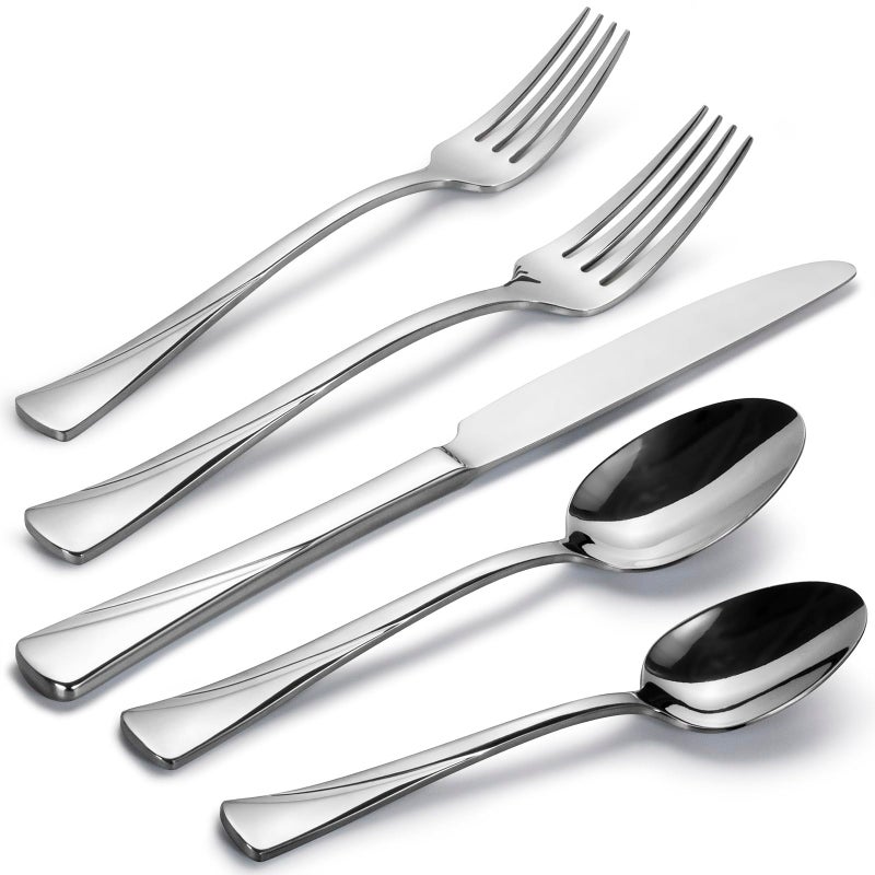 Alata Alice 40-Piece Silverware Set Stainless Steel Flatware Set,Service for 8,Mirror Polished Cutlery Set,Dishwasher Safe - Image 1