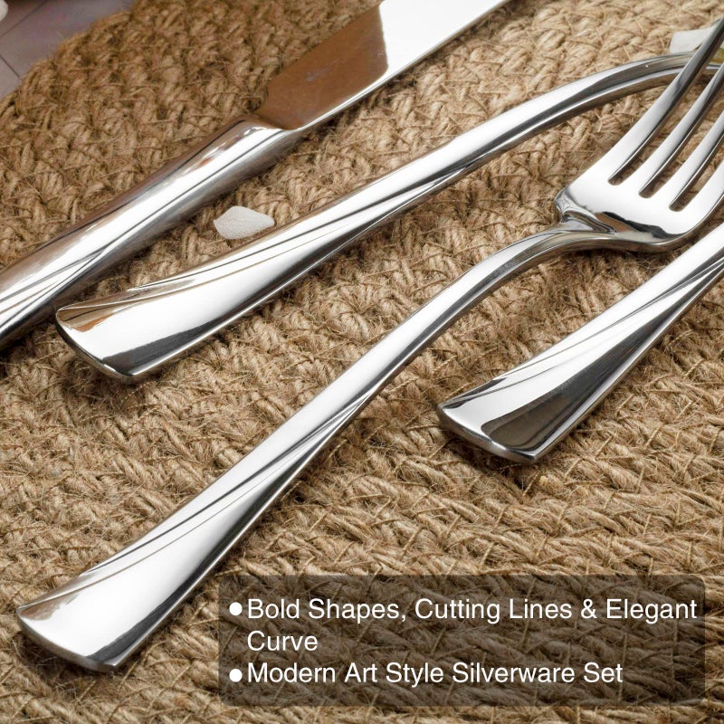 Alata Alice 40-Piece Silverware Set Stainless Steel Flatware Set,Service for 8,Mirror Polished Cutlery Set,Dishwasher Safe - Image 2