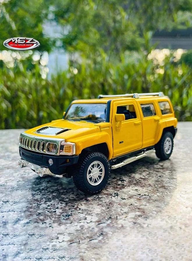 D-Power همر H3 أصفر | نموذج مصغر ، عنصر جامع نهائي ، سيارات SUV | مركبات ألعاب ، نموذج سيارة معدنية للأطفال للعبة السحب | الحجم 1:32 ، للأطفال 3+  - Image 3