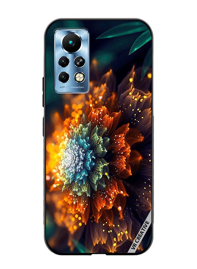 VR CREATIVE Protective Case Cover For Infinix Note 11 Pro Orange And Blue Glowing Factual Flower Design Multicolour - Image 1