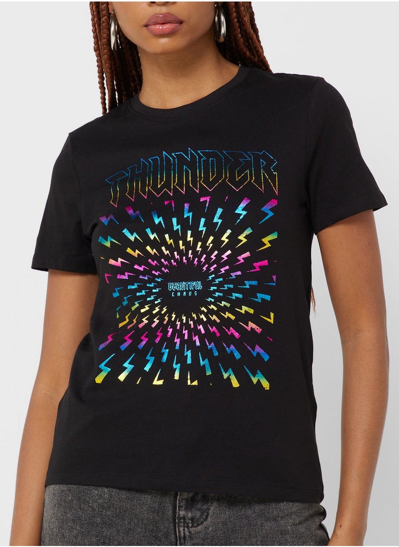 ONLY - Graphic Crew Neck T-Shirt - Image 1