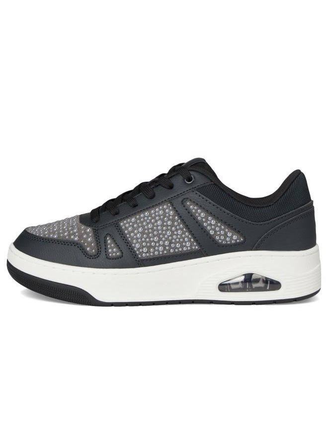 SKECHERS Women's Uno Court-Opulent Pearls Sneaker, Black, 37.5 EU - Image 4
