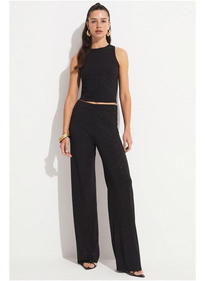 جون طقم بلوزة وبنطلون جين سيم أسود - Image 1