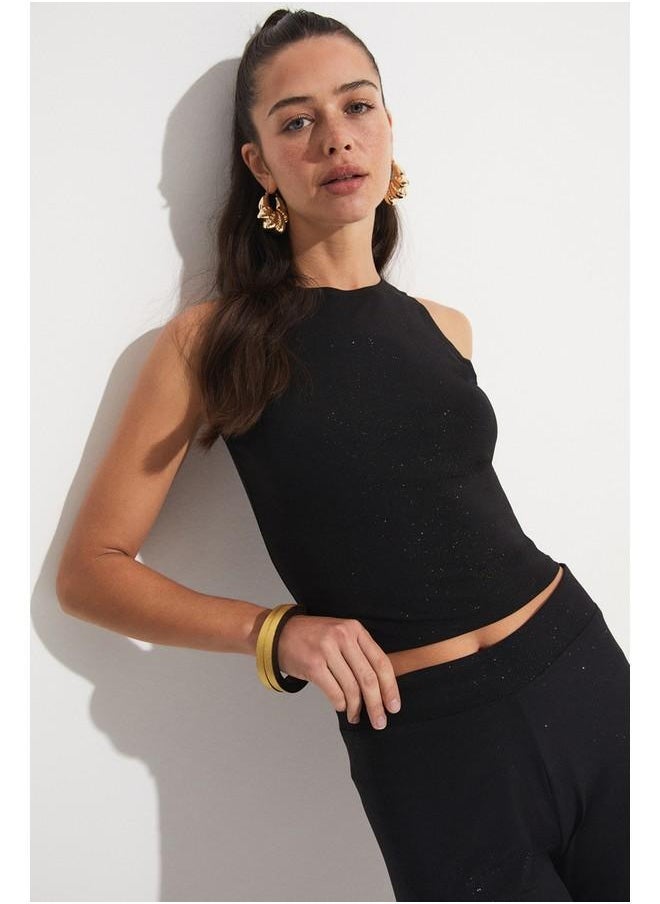 جون طقم بلوزة وبنطلون جين سيم أسود - Image 4