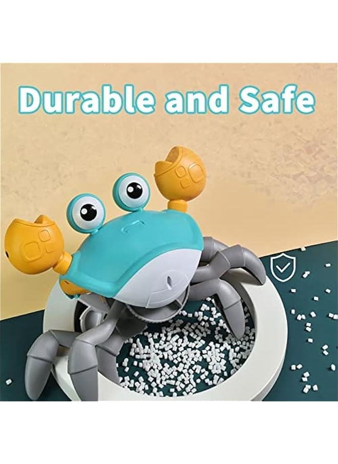 Baby Crawling Crab Musical Toy, Toddler Electronic Light Up Crawling Toy with Automatically Avoid Obstacle, Walking Crab Toy for Toddler Babies Boys Girls