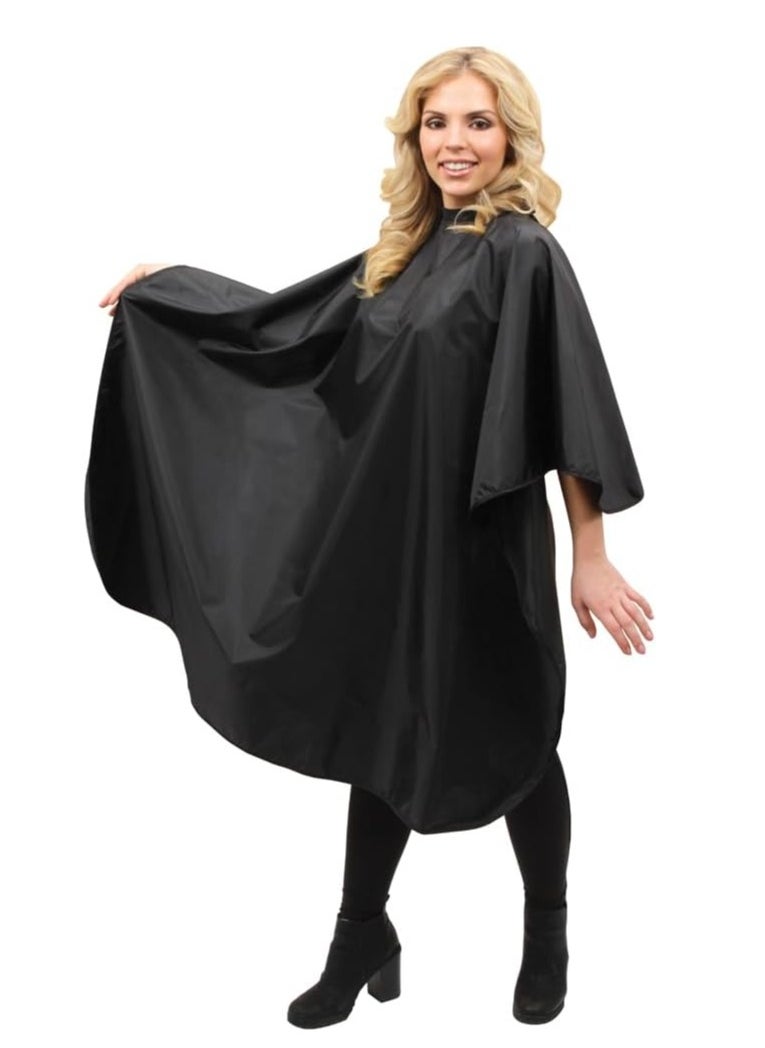 ForPro Professional Collection ForPro Professional Collection Poly Chemical Cape, Professional Hair Salon Styling Cape with Adjustable Snap Closure, Black, 58" L x 47" W  - Image 1