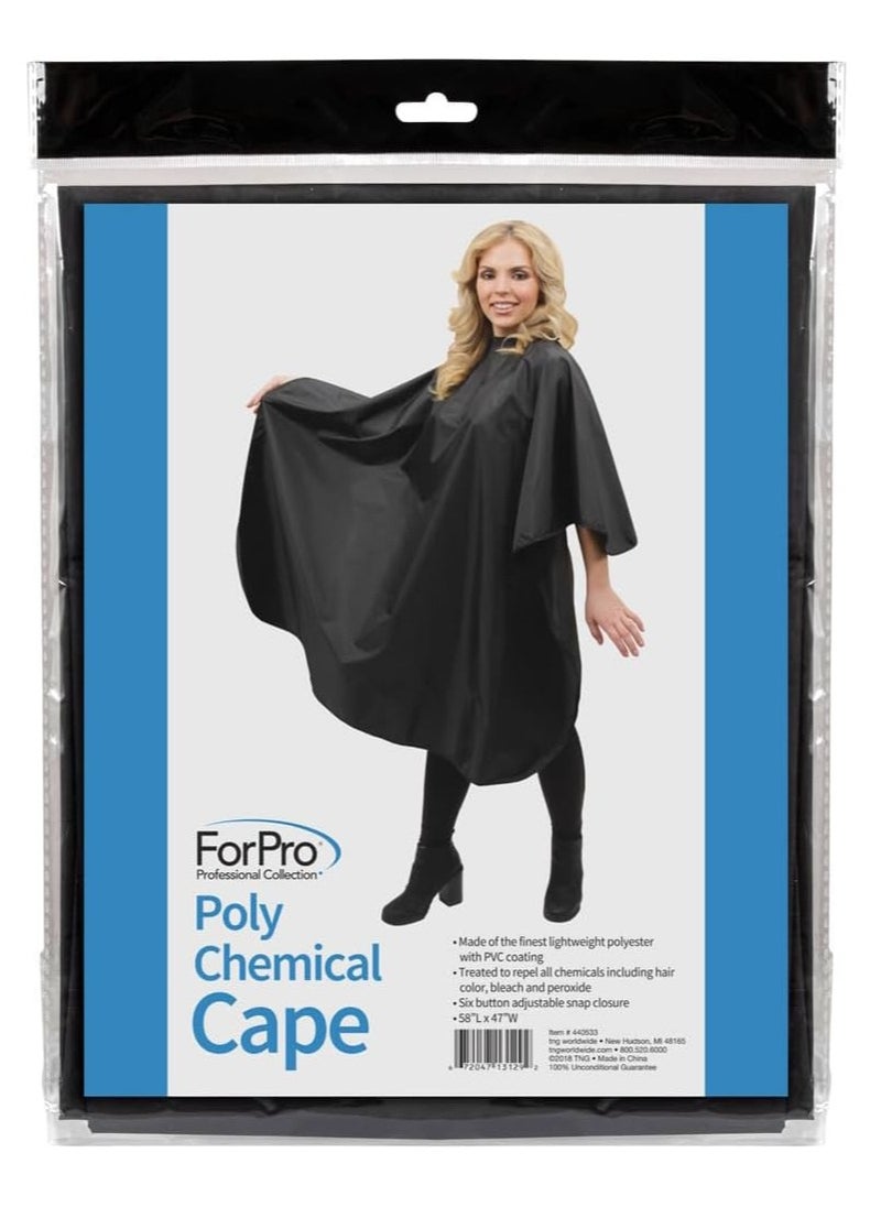 ForPro Professional Collection ForPro Professional Collection Poly Chemical Cape, Professional Hair Salon Styling Cape with Adjustable Snap Closure, Black, 58" L x 47" W  - Image 4