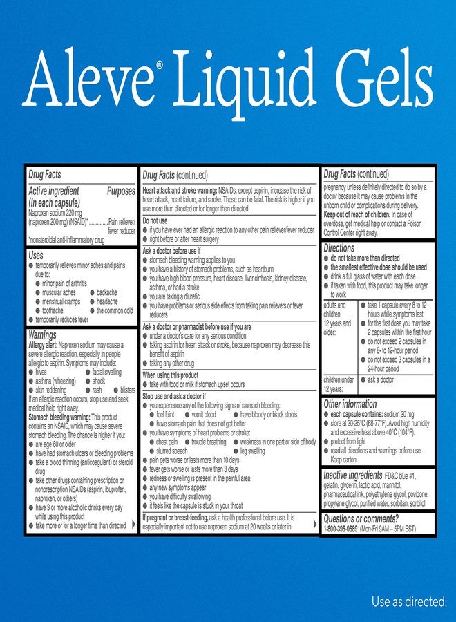 Aleve Liquid Gels, Naproxen Sodium for Pain Relief ‐ 50 Count - Image 2