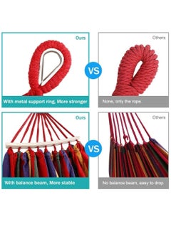 Arabest Camping Hammock Canvas Fabric Hammock 300KG with Anti Roll Balance Bar and Tree Strap Cotton Hammock for Camping, Backyard, Garden, Beach, Patio Gift  - Image 5