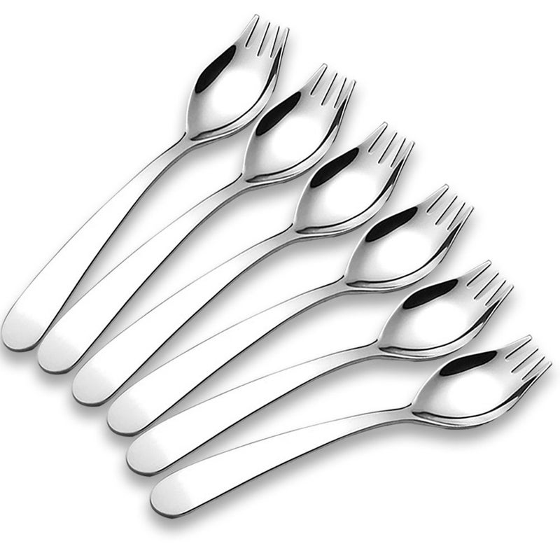 WEKTUNAA 6Pack Mini Stainless Steel Sporks Back to school lunch supplies Fruit Appetizer Dessert Salad Flatware Set 59Inch LongS