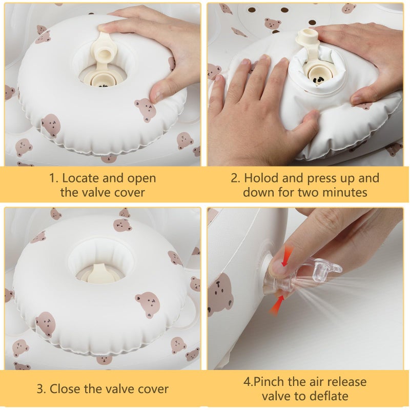 EKEPE Inflatable Baby Chair with Tray for Babies 3 Months & Up, Blow Up Baby Seat with Built in Air Pump, Sit Me Up Floor Baby Seats for Infants for Sitting Up - Bear Head with Tray - Image 5