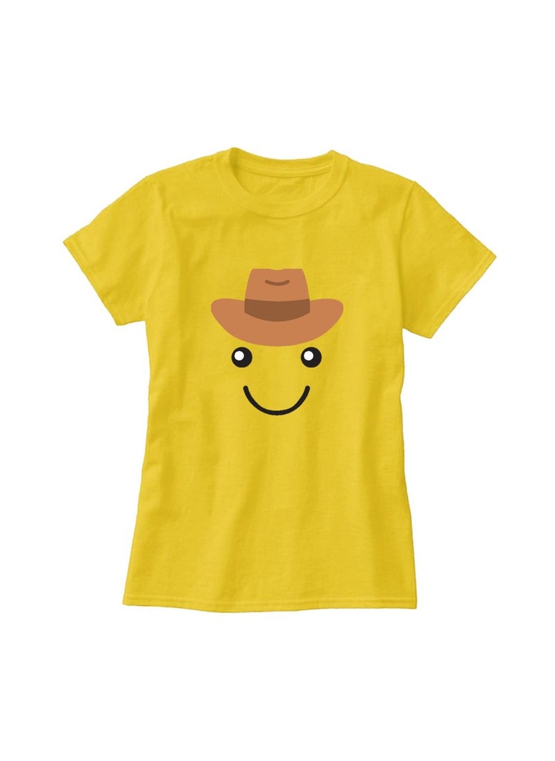 PRINTSHOP4ME - Adult Yellow Smiley Face T-Shirt Unisex Round Neck Short Sleeve Cotton T-Shirt-Soft And Comfortable Tshirt - Image 1