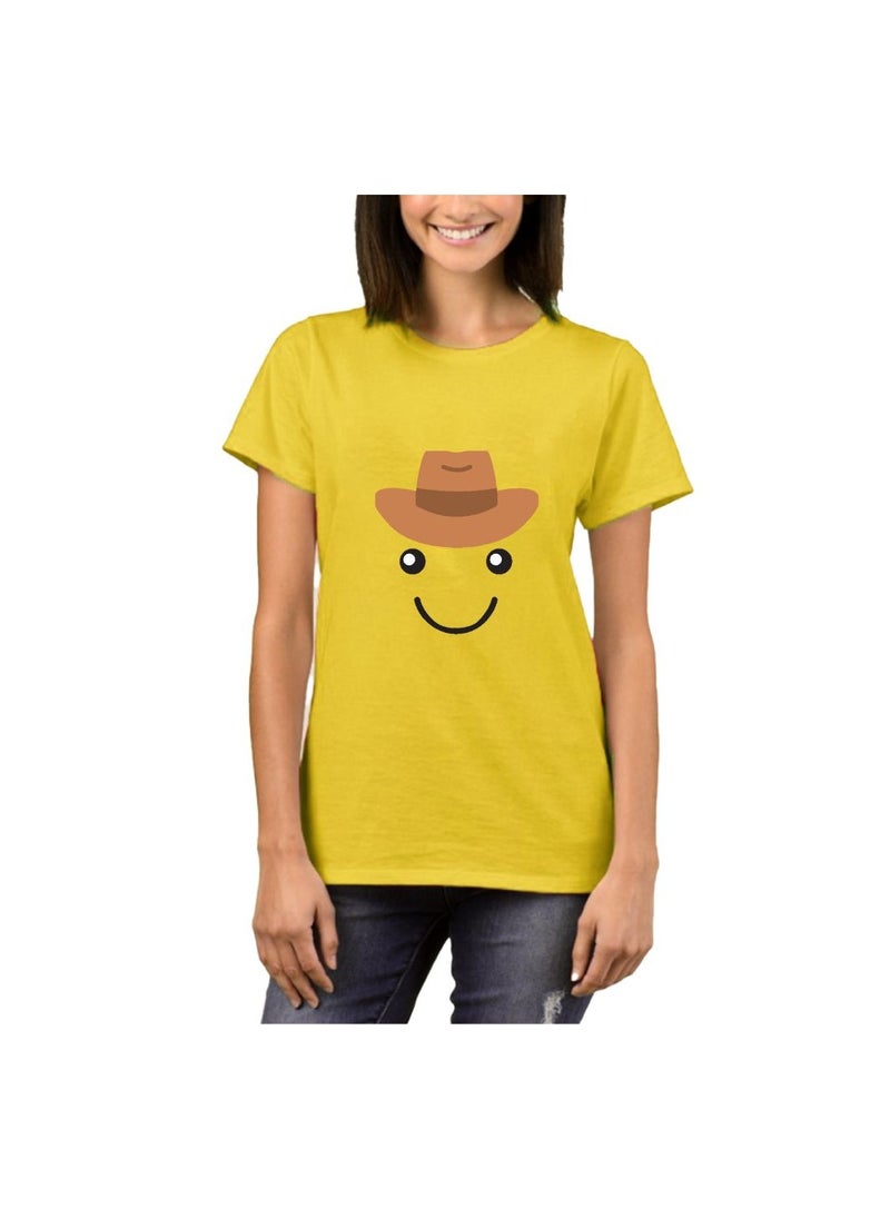 PRINTSHOP4ME - Adult Yellow Smiley Face T-Shirt Unisex Round Neck Short Sleeve Cotton T-Shirt-Soft And Comfortable Tshirt - Image 1