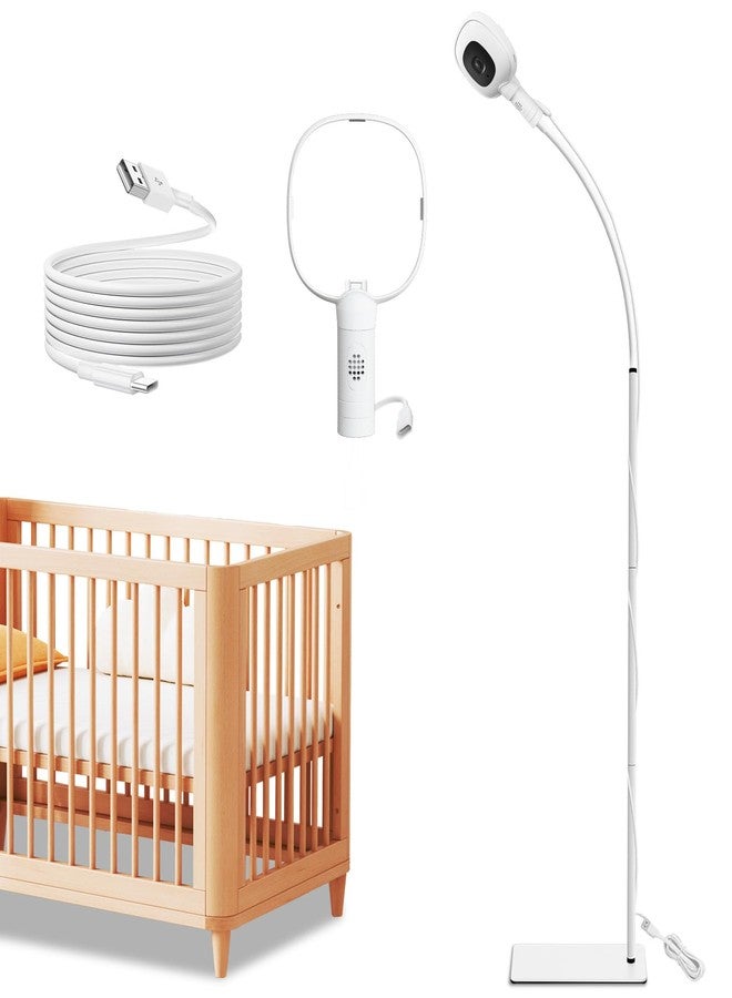 Pyfhy Floor Stand Compatible with Nanit Pro Baby Monitor, Gooseneck Swivel Holder Mount with Type-C Port & Fully Enclosed Housing Adjustable Height Baby Monitor Stand, Temperature and Humidity Display - Image 1