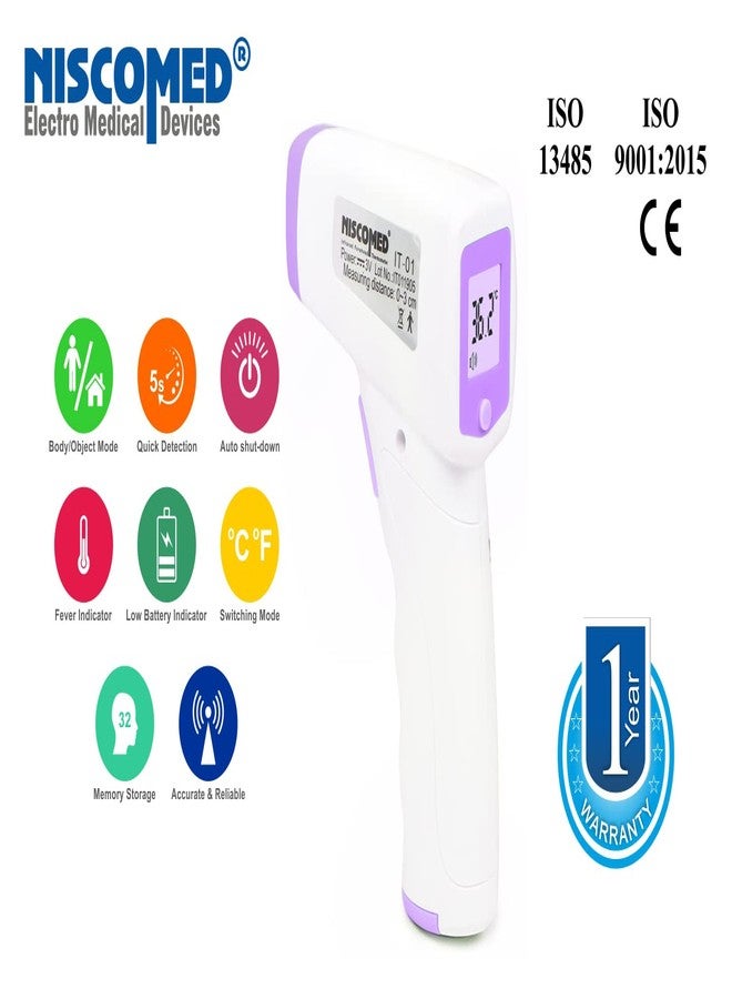 NISCOMED Forehead Digital Infrared Thermometer for Babies and Adults, Quick Measurement of Forehead Temperature in Celsius & Fahrenheit - Image 2
