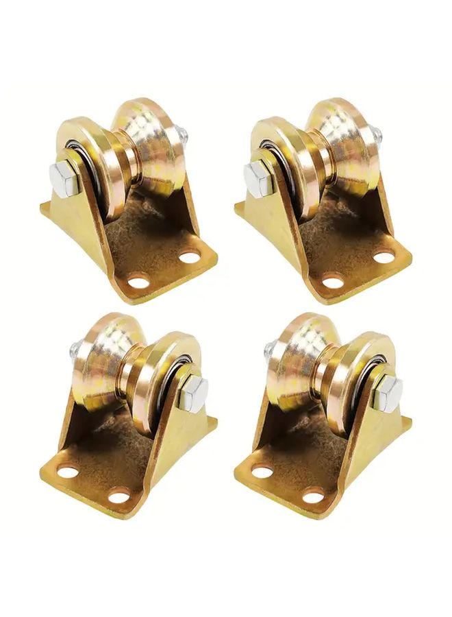 4pcs V Groove Steel Rotating Pulley Heavy Duty Caster 330 69LB Load Capacity - Image 1