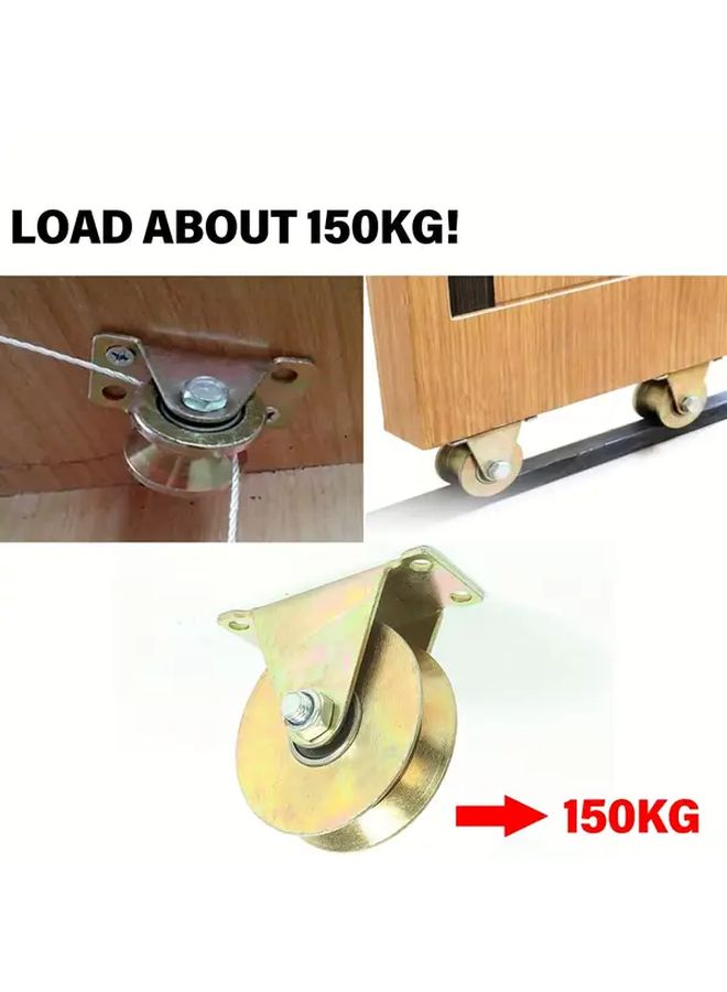 4pcs V Groove Steel Rotating Pulley Heavy Duty Caster 330 69LB Load Capacity - Image 4