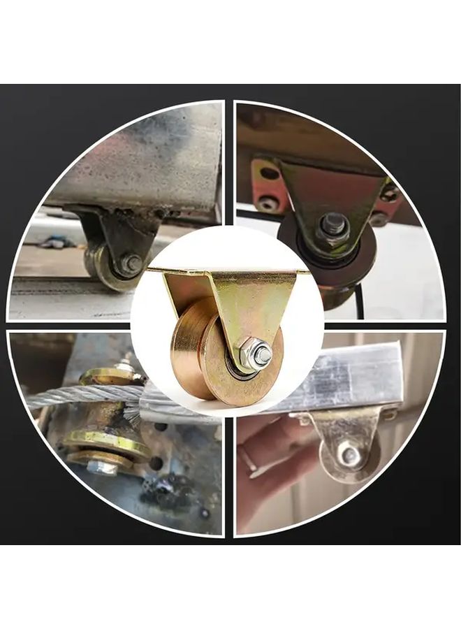 4pcs V Groove Steel Rotating Pulley Heavy Duty Caster 330 69LB Load Capacity - Image 5
